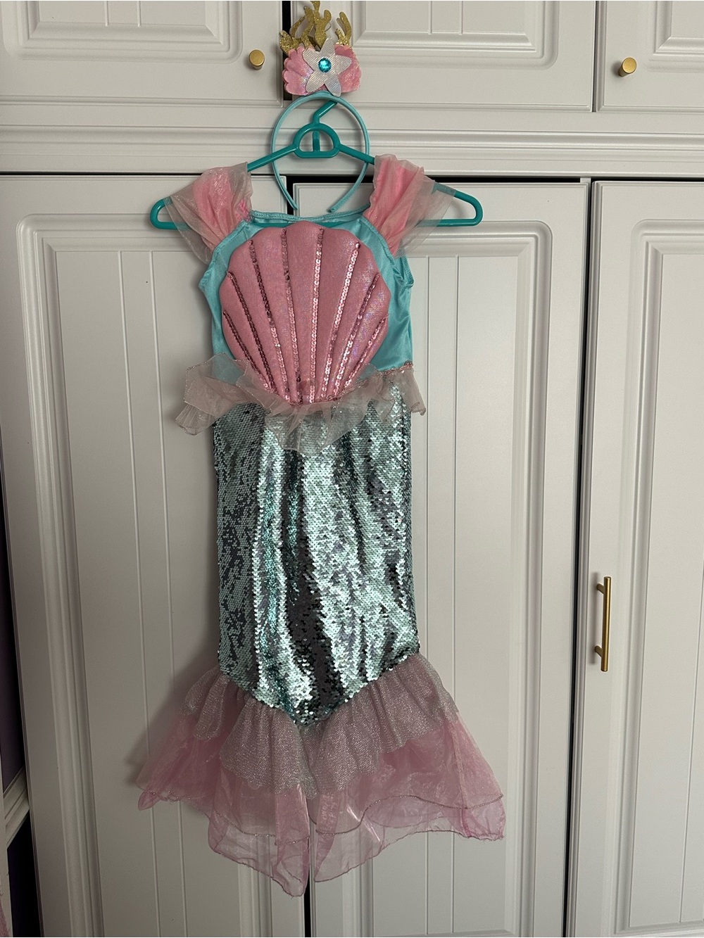 Mermaid Shell Sequin Kids Costume - Pink & Aqua